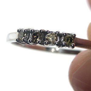 Fancy Diamonds .21ct Solid 14K White Gold Ring